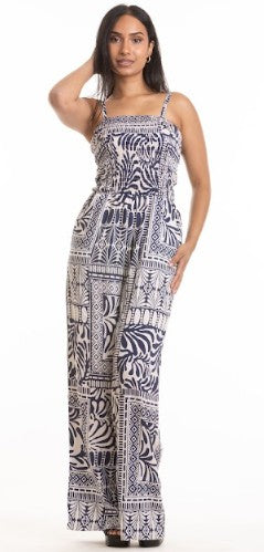 Tara Patterned Jumpsuit (Navy)