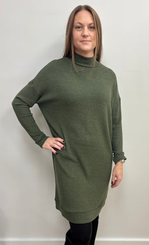 Marlene Ribbed Sweater Dress (Olive)