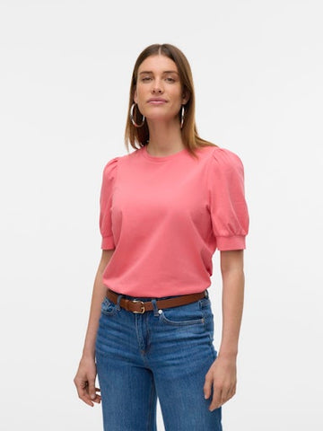 Kerry Puff Sleeve T-Shirt (Tea Rose) - 25% OFF AT CHECKOUT - FINAL SALE