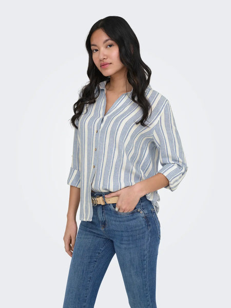 Goa Button Down Top (Blue Stripe)