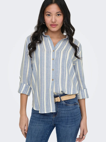 Goa Button Down Top (Blue Stripe)