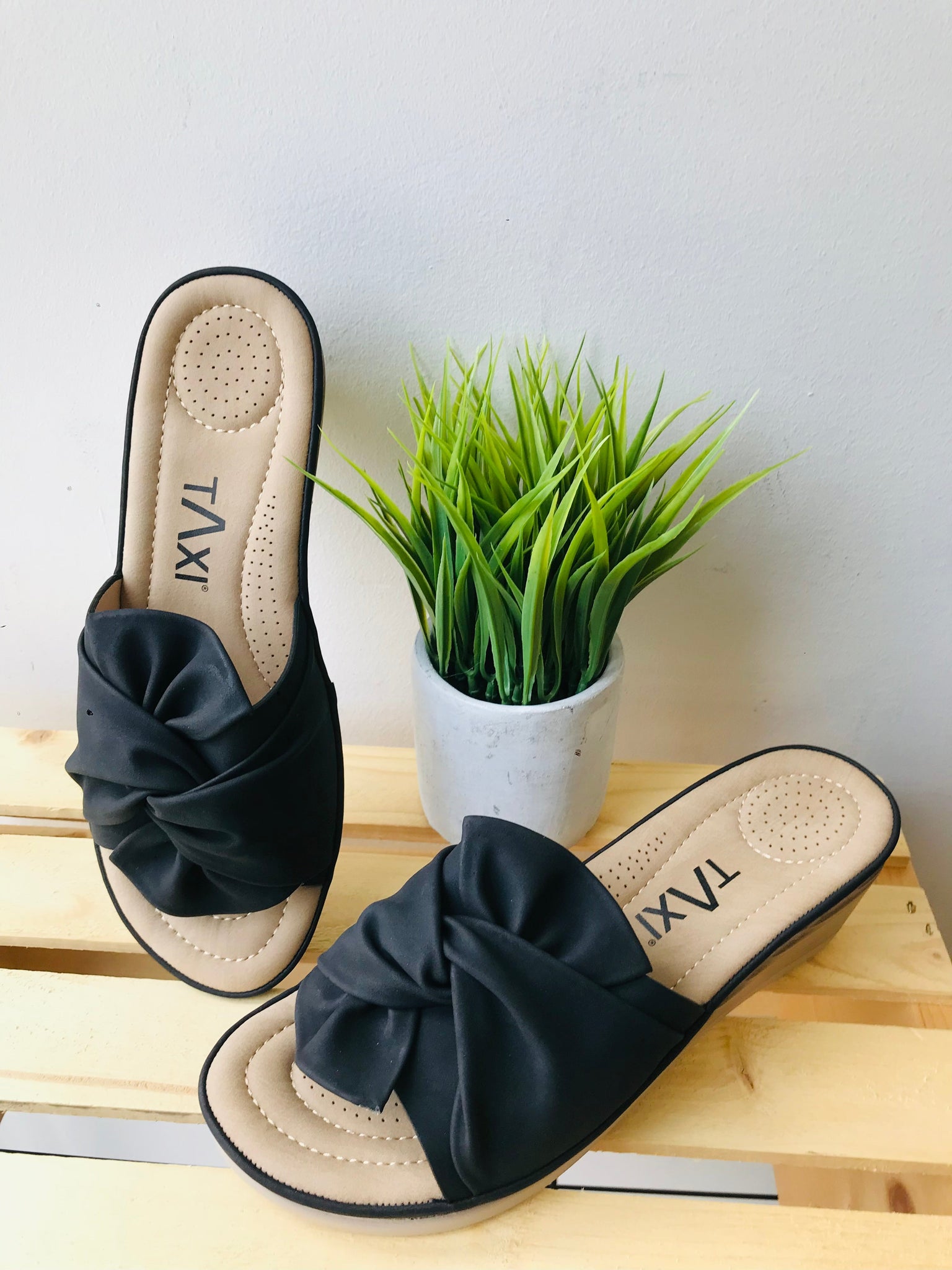 Janice Wedge Sandal (Black) - 40% OFF AT CHECKOUT - FINAL SALE