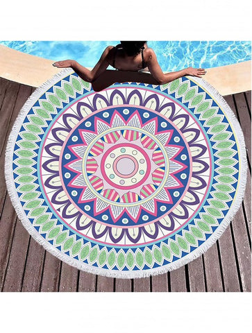 Floral Abstract Round Beach Towel