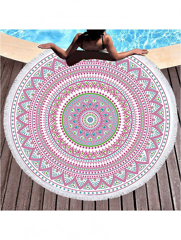 Abstract Pink Round Beach Towel