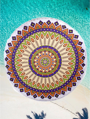 Abstract Lime Accent Round Beach Towel