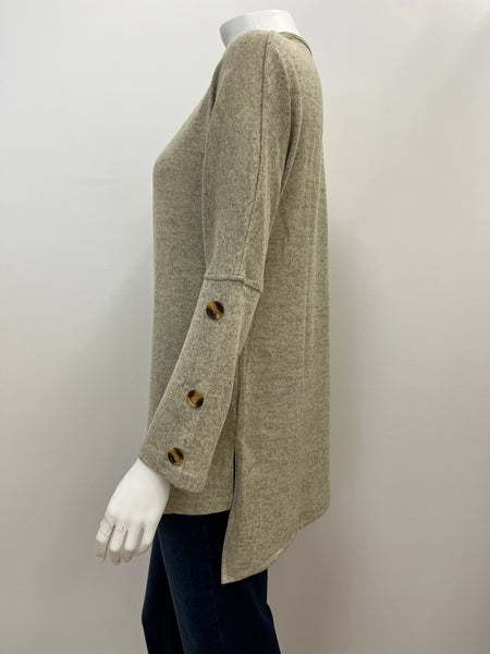 Terrie Beige Button Detail Long Sleeve Tunic