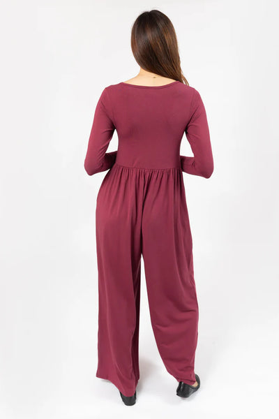 Smash + Tess Camille Long Sleeve Romper (Dark Cranberry)