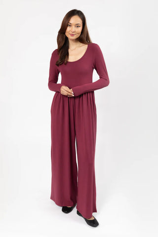 Smash + Tess Camille Long Sleeve Romper (Dark Cranberry)