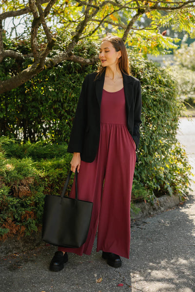 Smash + Tess Camille Long Sleeve Romper (Dark Cranberry)