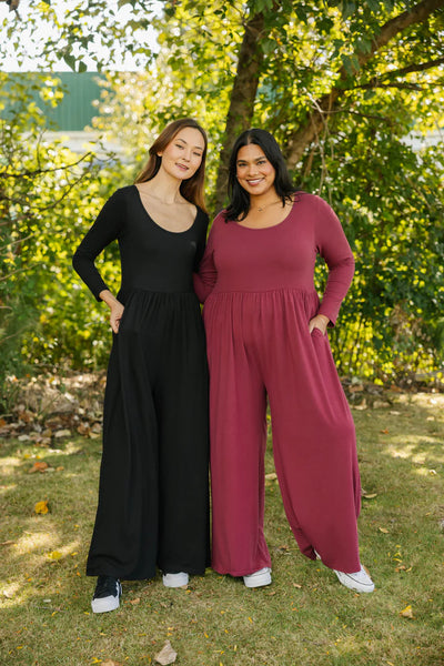 Smash + Tess Camille Long Sleeve Romper (Dark Cranberry)