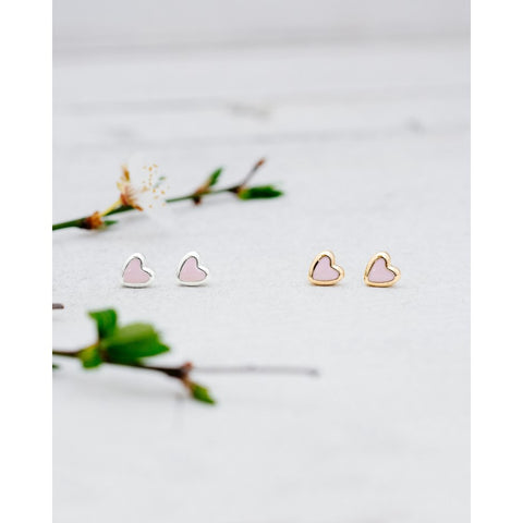 Cherish Pink Heart Studs - 2 Colour Options