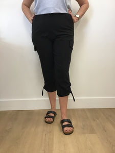 Maisie Cargo Jogger Capri (Black)