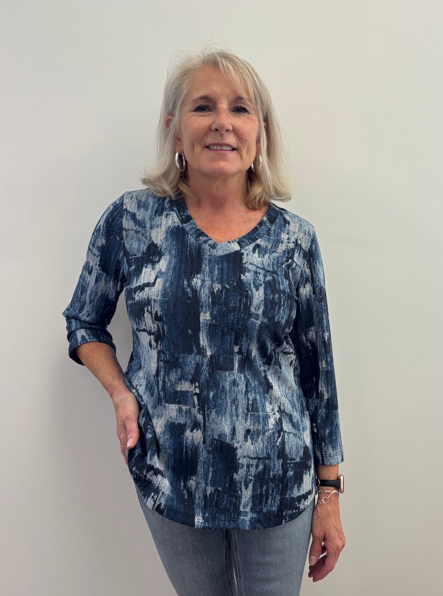Alina Printed V Neck Top
