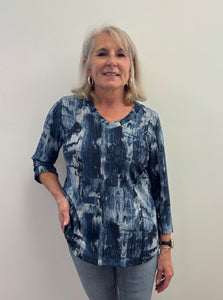 Alina Printed V Neck Top