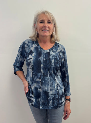 PLUS Alina Printed V Neck Top
