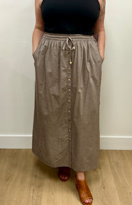 Lisa Cotton Maxi Skirt (Taupe)