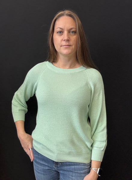 Lexie 3/4 Sleeve Knit Sweater (Birds Egg Green)