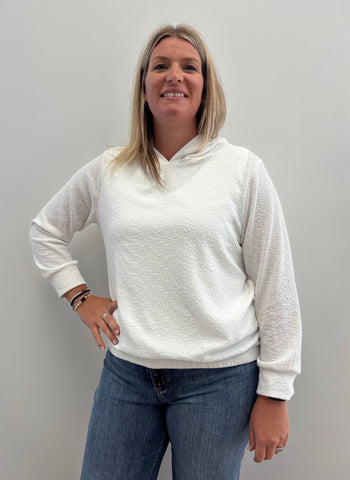 Isla Hoodie Cinched Top (Bright White)