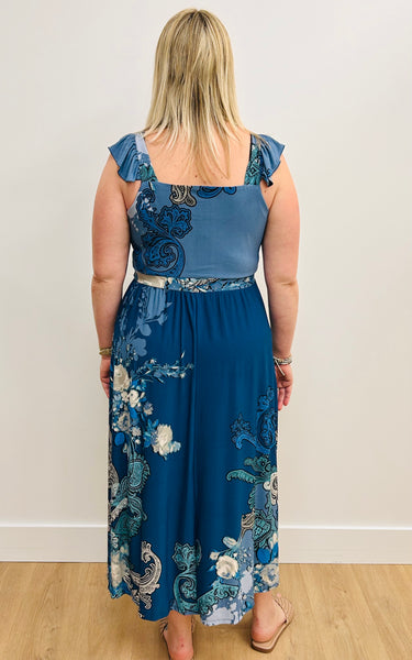 Moria Patterned Maxi Dress (Blue)