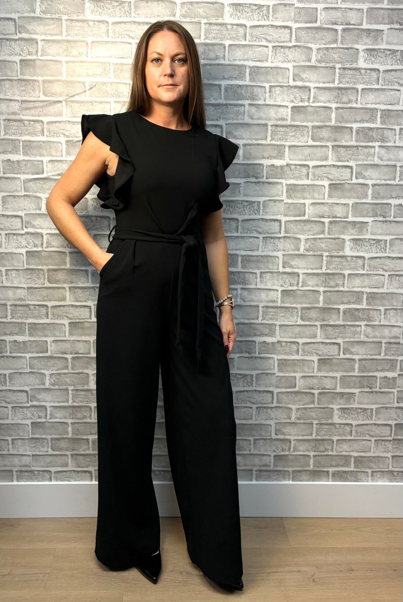 Allie Ruffle Sleeve Jumpsuit Black