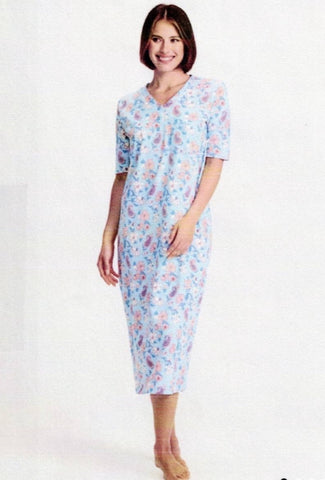 Geri Cotton Sleepshirt (Blue Floral)
