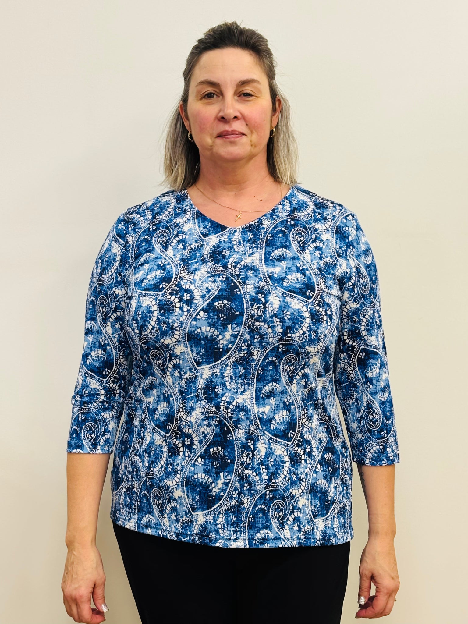 Selma Patterned Top (Blue)