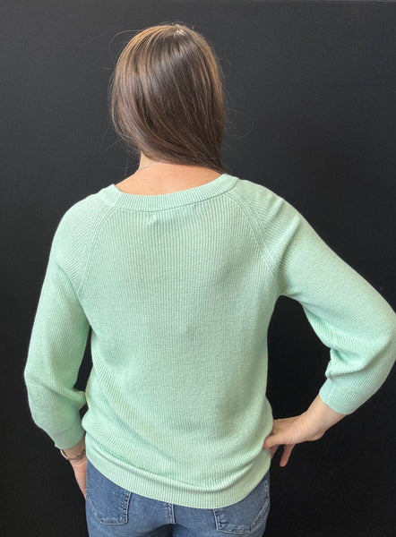 Lexie 3/4 Sleeve Knit Sweater (Birds Egg Green)