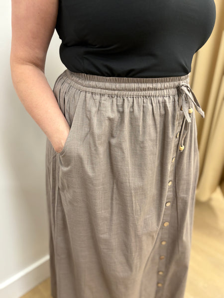 Lisa Cotton Maxi Skirt (Taupe)