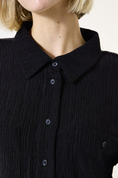 Danielle Button Down Crepe Blouse (Black)