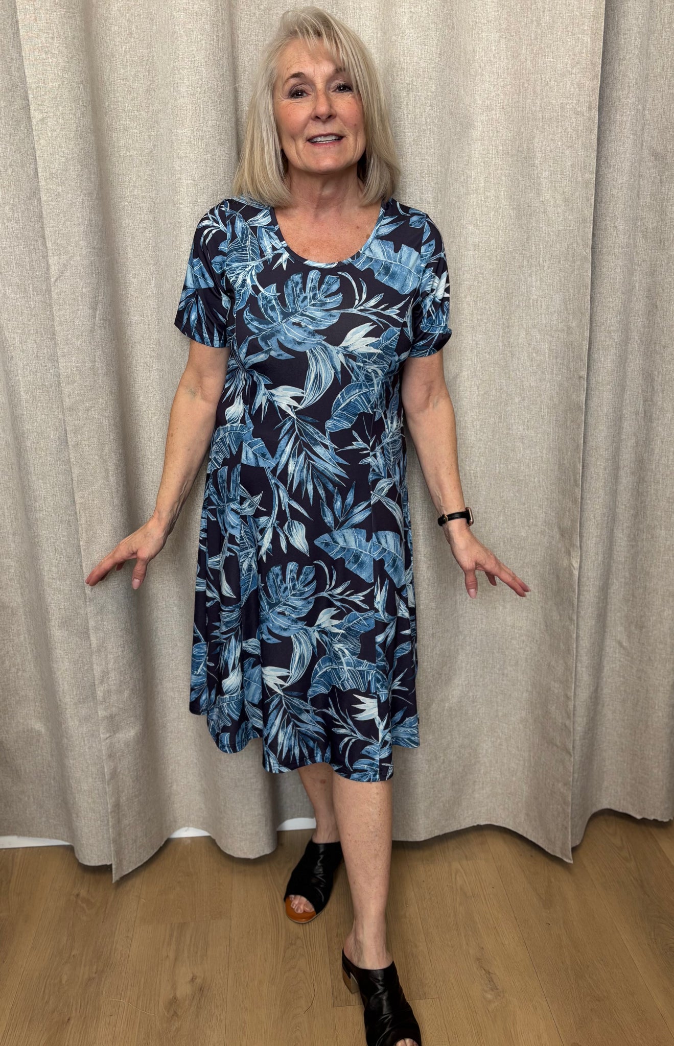 Irene Pannel Print Dress (Blue Safari) -  25% OFF AT CHECKOUT - FINAL SALE