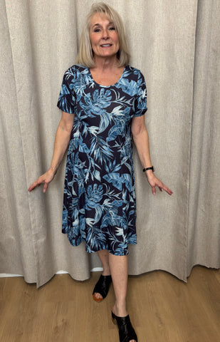 Irene Pannel Print Dress (Blue Safari)