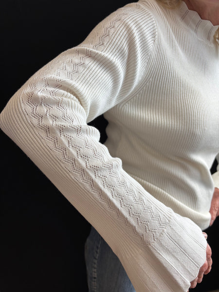 Lisa Scallop Detail Sweater (Winter White)