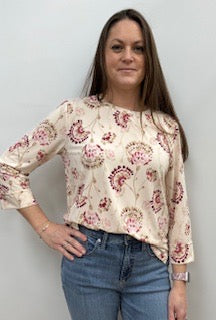 Franka 3/4 Sleeve Top (Orchid Floral)