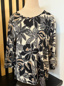 Grace 3/4 Sleeve Printed Top (Black & Taupe) - 25% OFF AT CHECKOUT - FINAL SALE