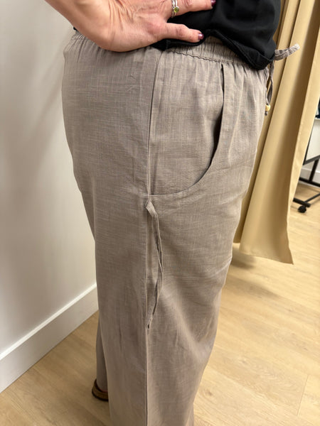 Lisa Cotton Wide Pant (Taupe) - 25% OFF AT CHECKOUT - FINAL SALE