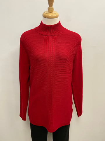 Beatrice Mockneck Fine Knit Sweater (Red)