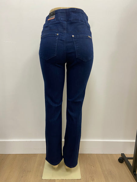 Gemma Straight Leg Pull On Jeans (Dark Indigo)