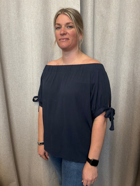 Marrakech Off Shoulder Top (Navy) - 25% OFF AT CHECKOUT - FINAL SALE