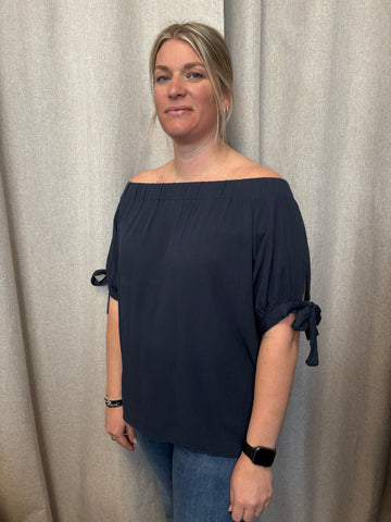 Marrakech Off Shoulder Top (Navy)