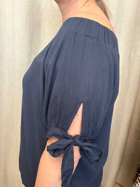 Marrakech Off Shoulder Top (Navy) - 25% OFF AT CHECKOUT - FINAL SALE