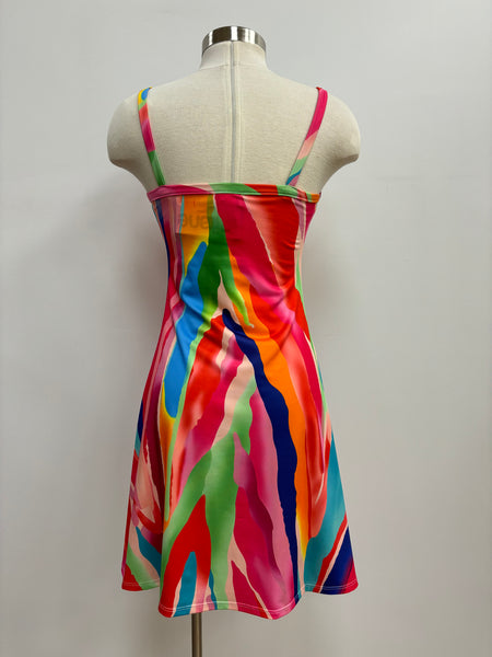 Selena V Neck Dress (Multicolour)
