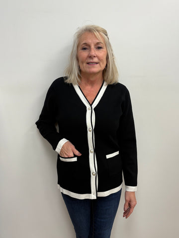 Hilla Button Down Cardigan (Black)
