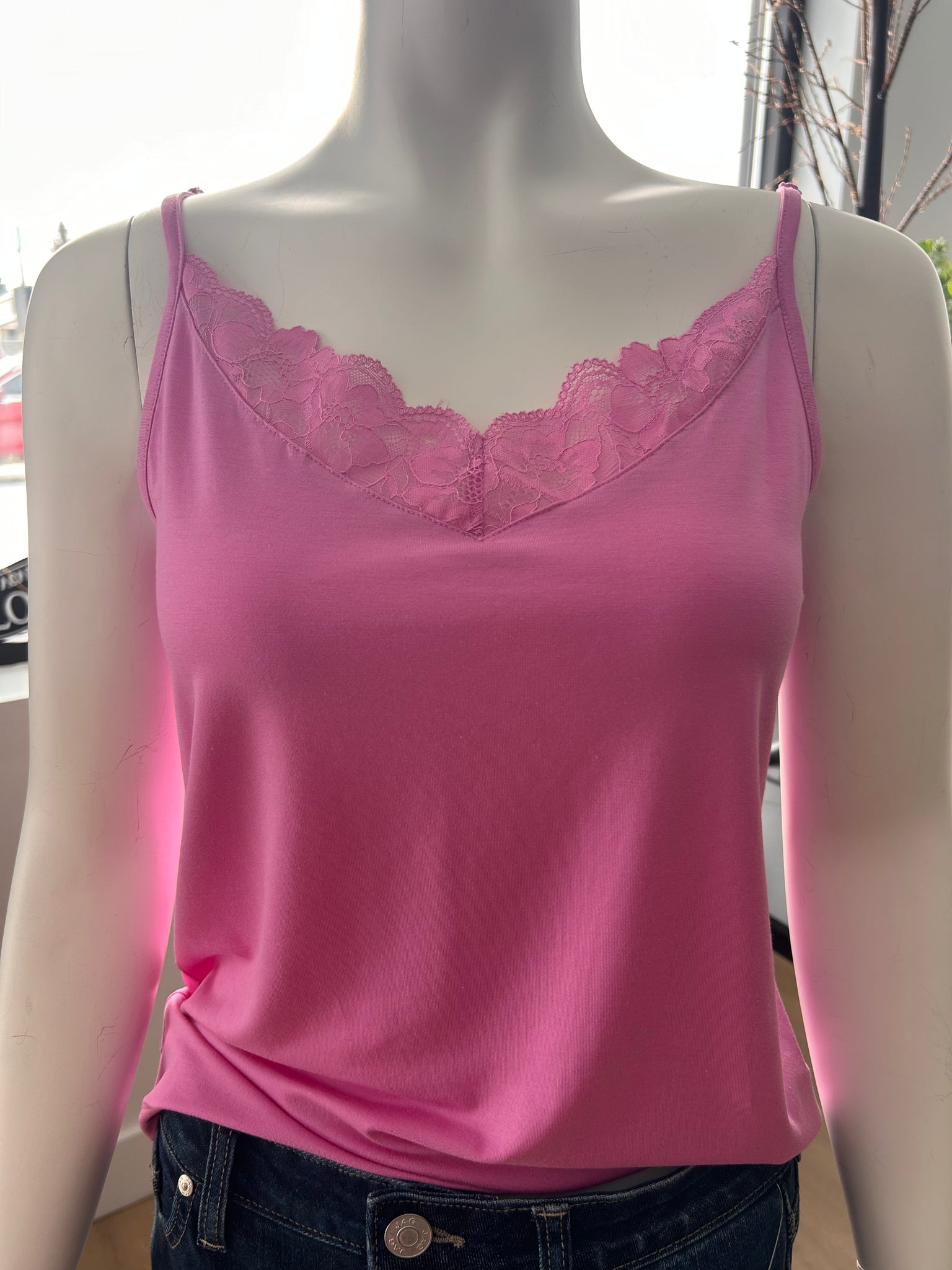 Rexima Lyocell Lace Tank (Super Pink)