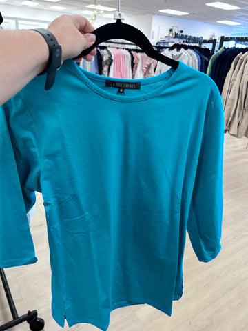PLUS Compliments Mandy 3/4 Sleeve Top (Turquoise)