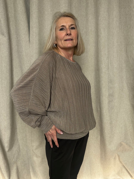 Brenda Glitz Batwing Top (Taupe)