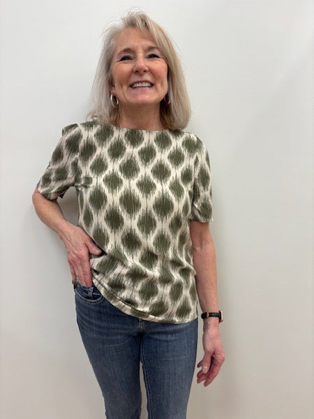 Joella Short Sleeve Blouse (Ikat Kalamata)