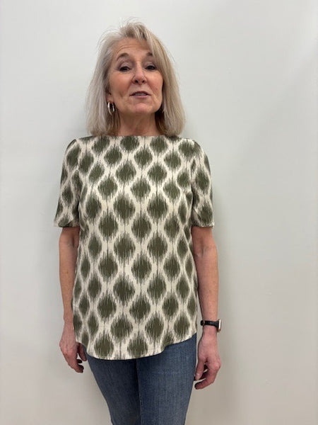 Joella Short Sleeve Blouse (Ikat Kalamata)
