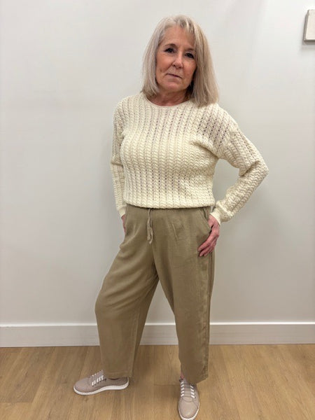 Lino Linen Blend Barrel Pant (Timber Wolf)