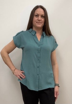 Mandy Button Down Blouse (Green)