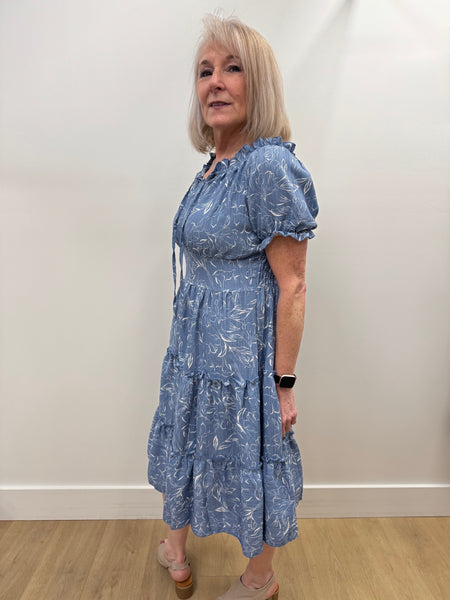 Nira Tiered Dress (Dusty Blue)